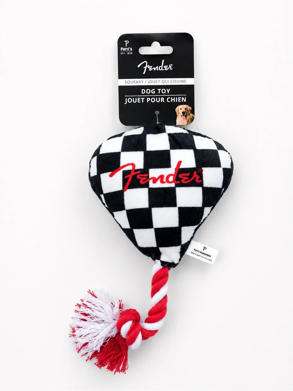 Fender Red and Black Plush Guitar & Heart Dog Toy Set